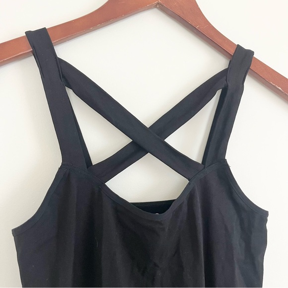 Intimately Free People Black Bodycon Dress or Slip w Criss Cross Front M/L - Picture 3 of 5